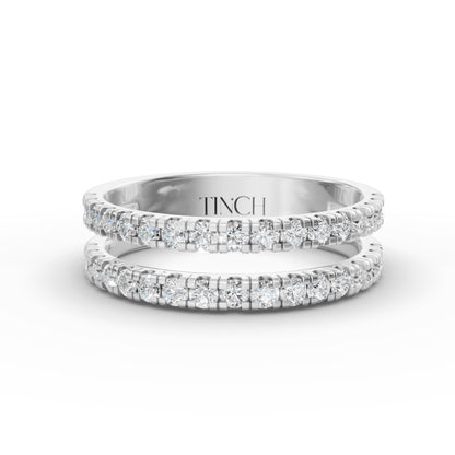 Round Dual Half Band Stack Ring in Lab Grown Diamond