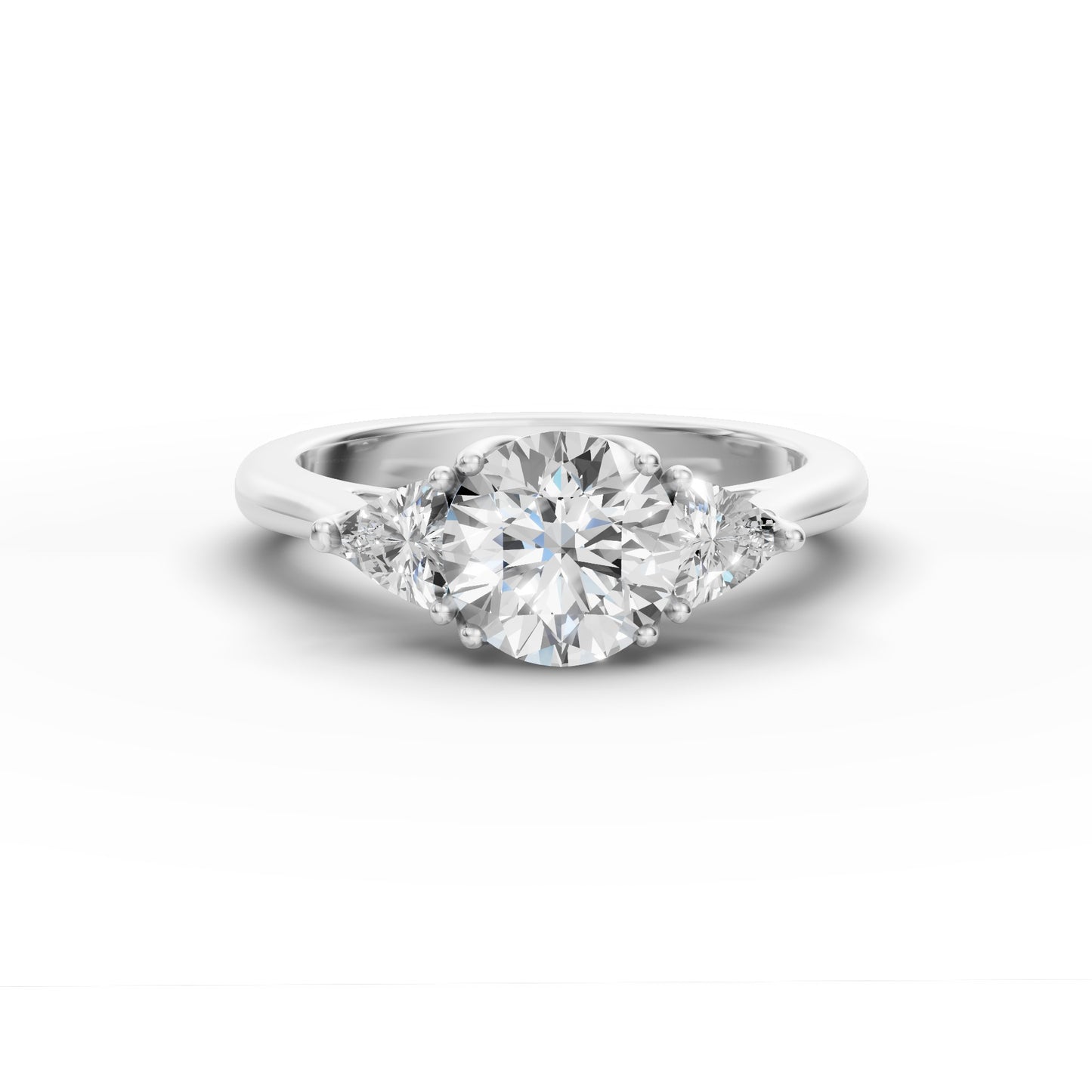 Three Stone Portuguese Cut Engagement Ring in Lab Grown Diamond