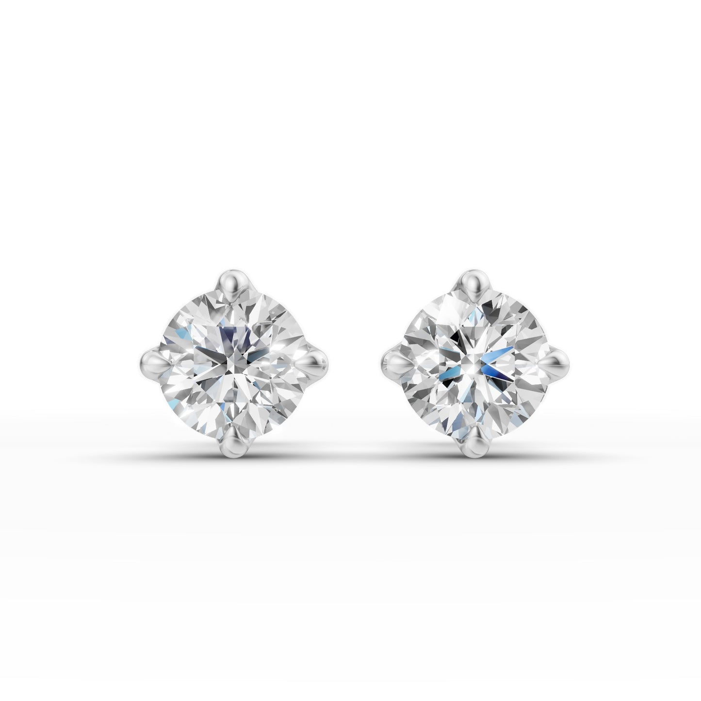 Round Diamond Tulip Setting Stud Earrings