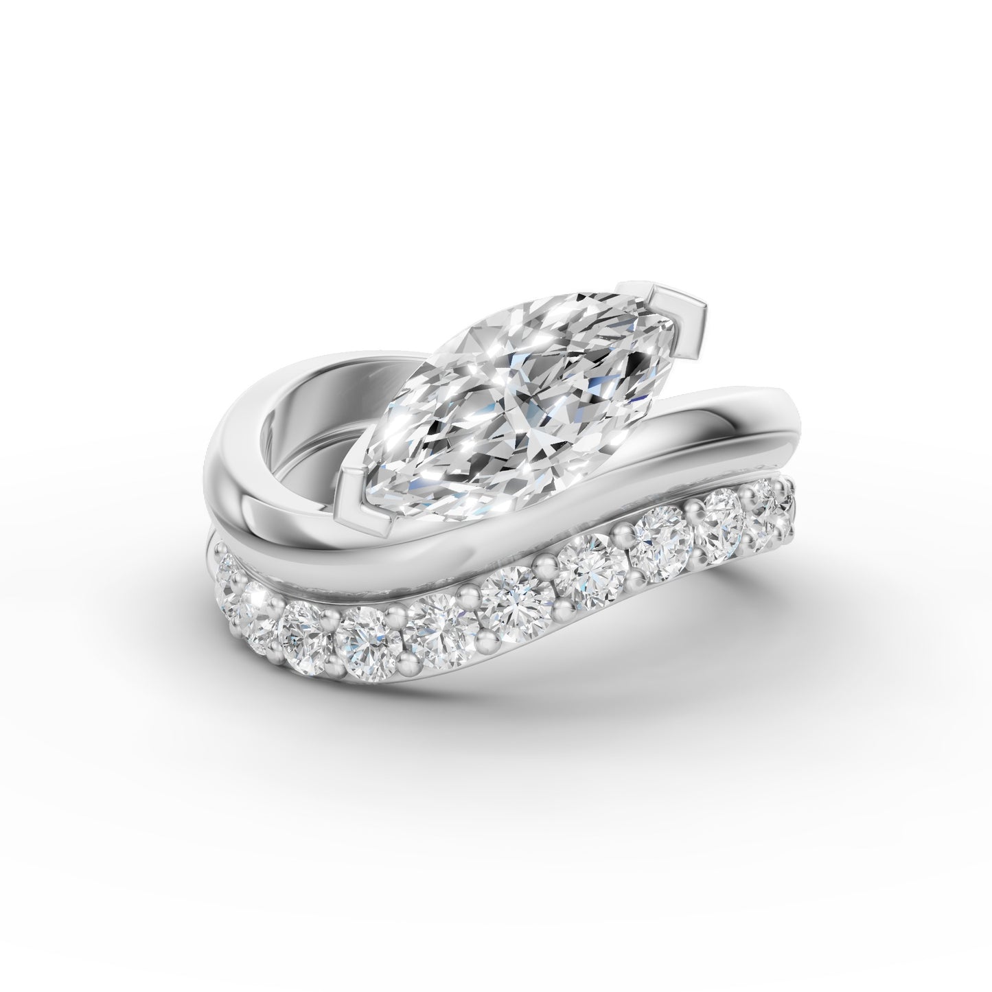 Marquise Flow Engagement Stack in Lab Grown Diamond