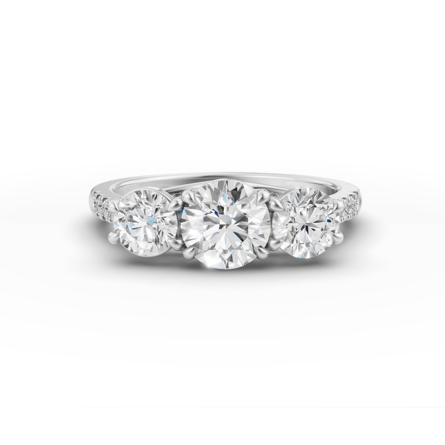 Three Round Stone Engagement Ring in Lab Grown Diamond