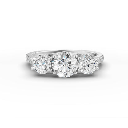 Three Round Stone Engagement Ring in Lab Grown Diamond