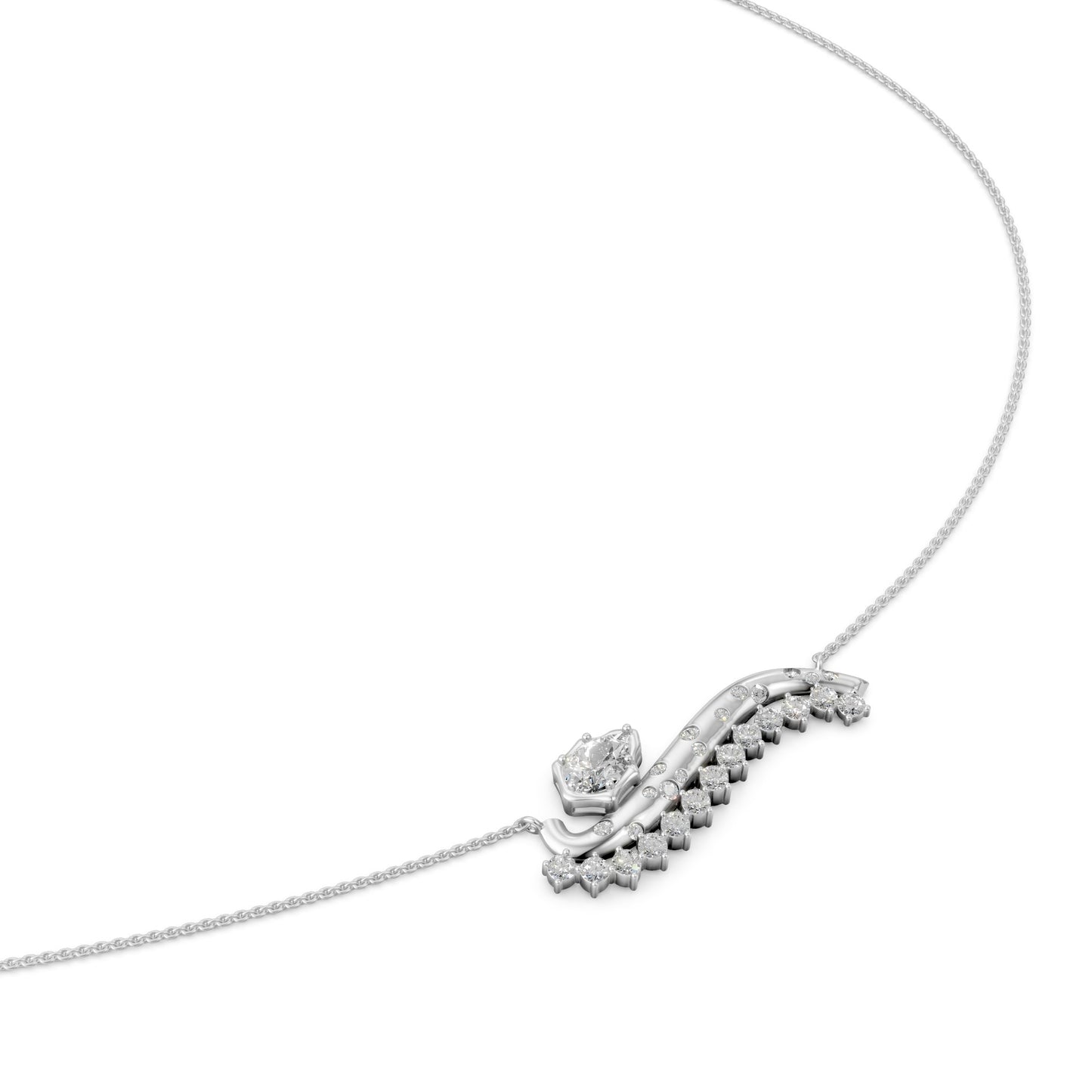Crown Pear Galaxy Wave Necklace in Lab Grown Diamond