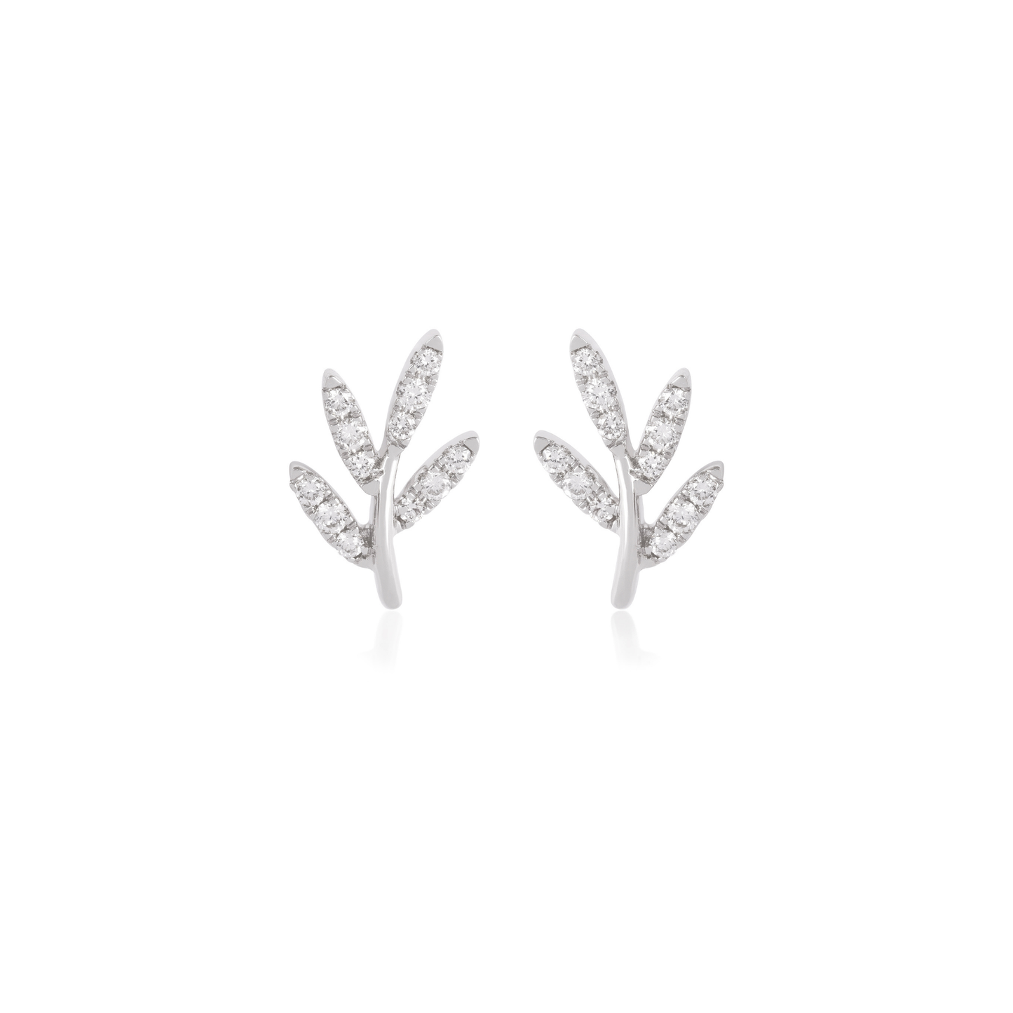 Diamond Leaf Stud Earrings