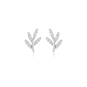 Diamond Leaf Stud Earrings
