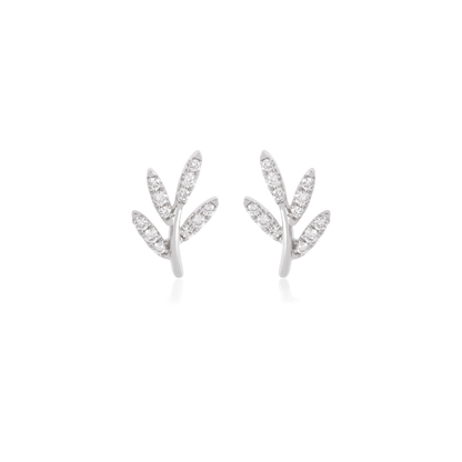 Diamond Leaf Stud Earrings