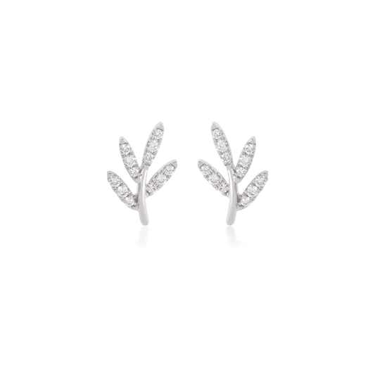 Diamond Leaf Stud Earrings