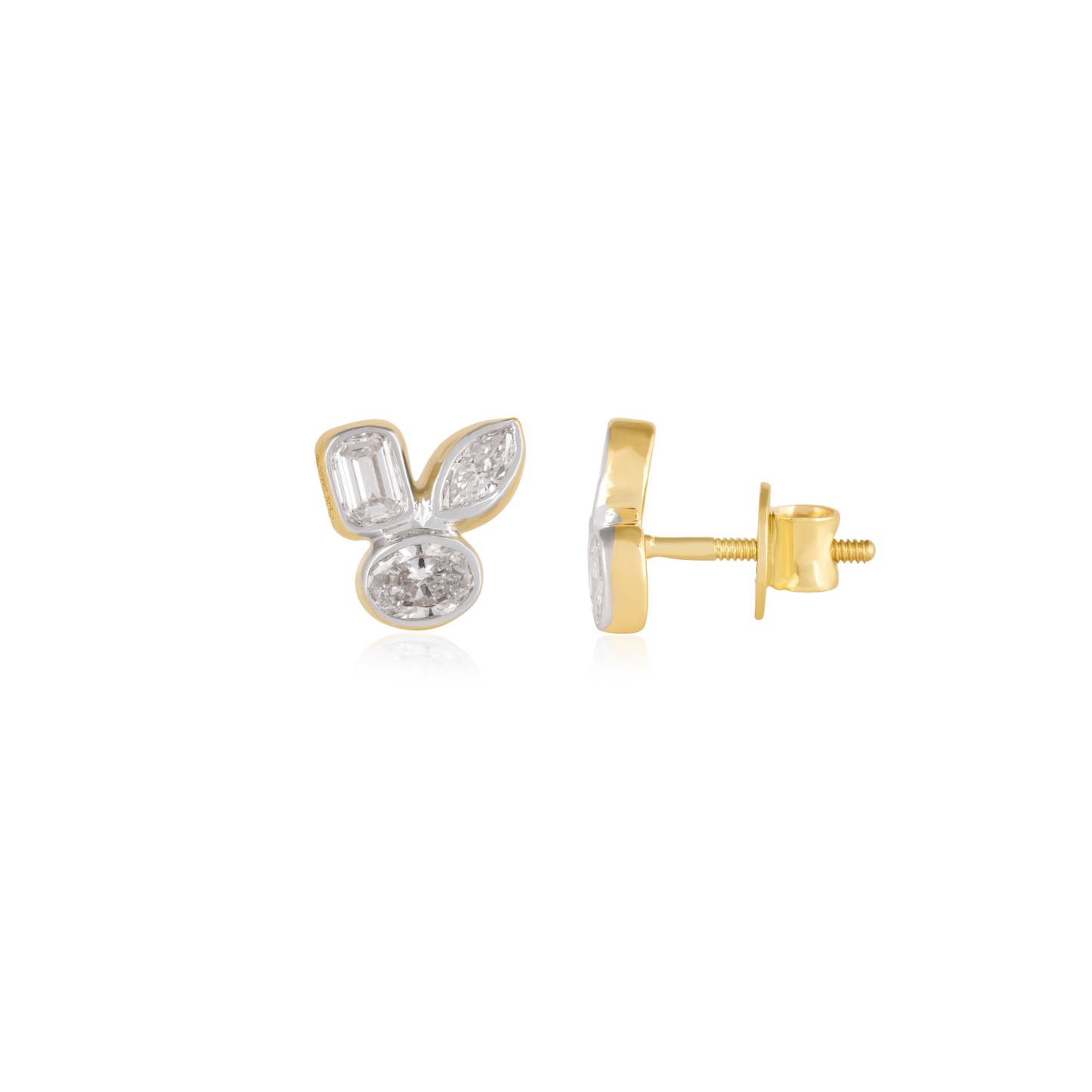 Multi Shape Diamond Cluster Stud Earrings