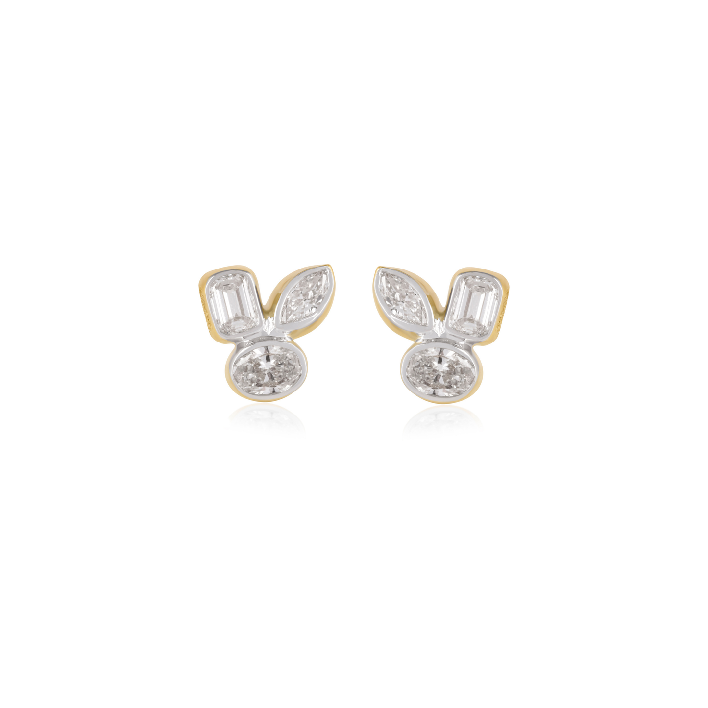 Multi Shape Diamond Cluster Stud Earrings