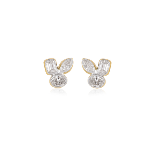 Multi Shape Diamond Cluster Stud Earrings