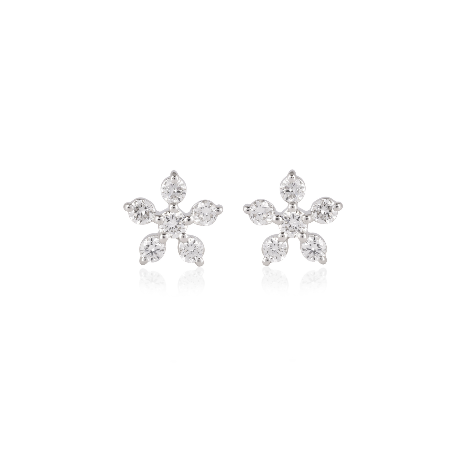 Round Diamond Floral Stud Earrings