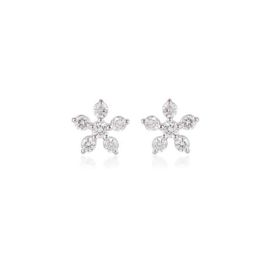 Round Diamond Floral Stud Earrings