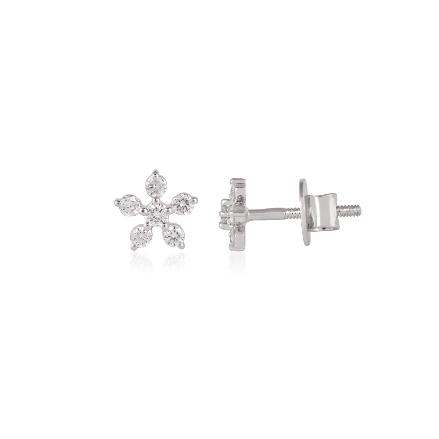 Round Diamond Floral Stud Earrings
