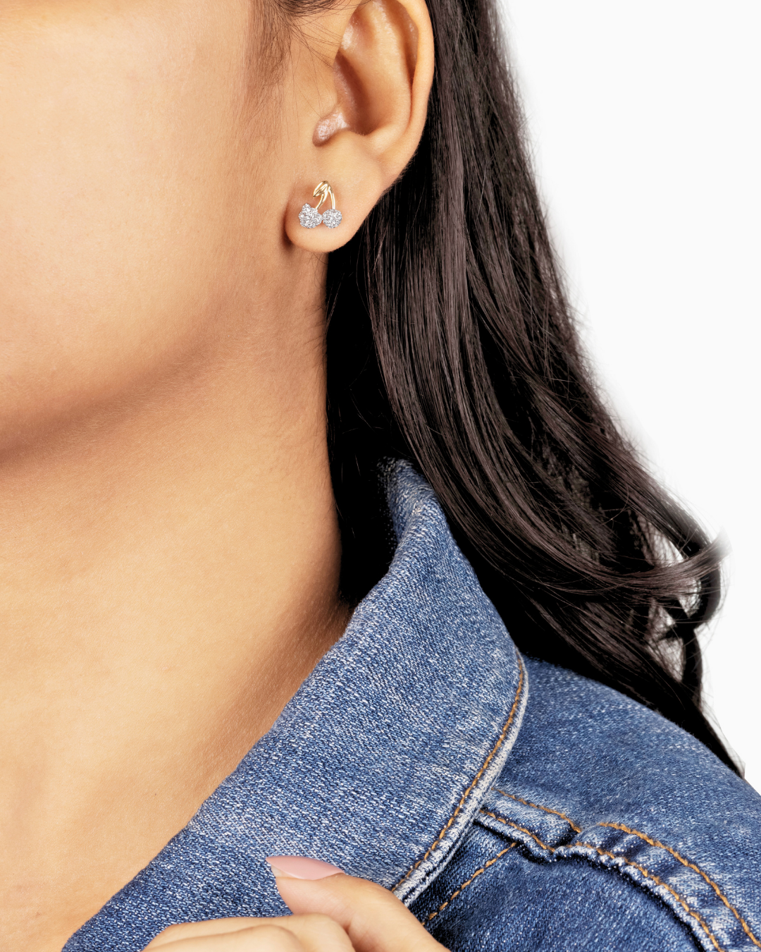 Diamond Cherry Stud Earrings