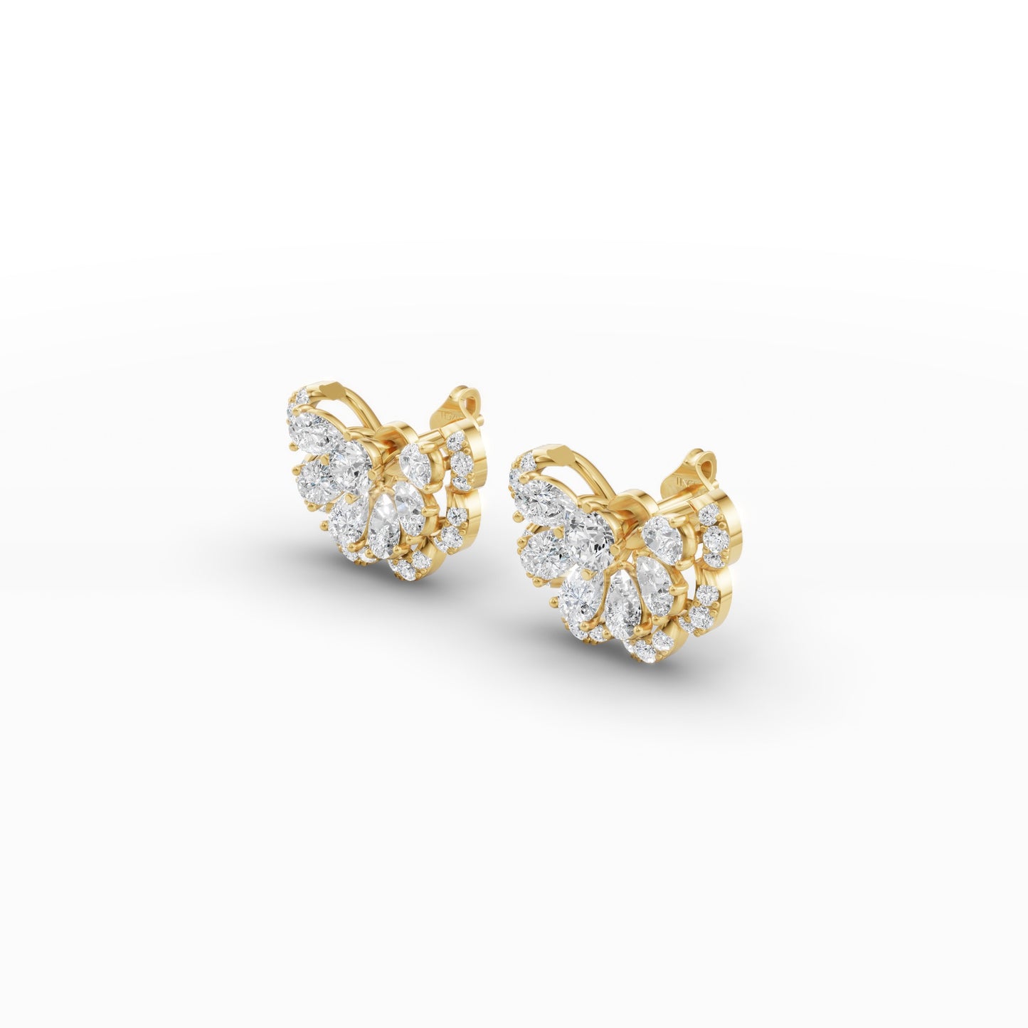 Half Flora Moon Diamond Stud Earrings