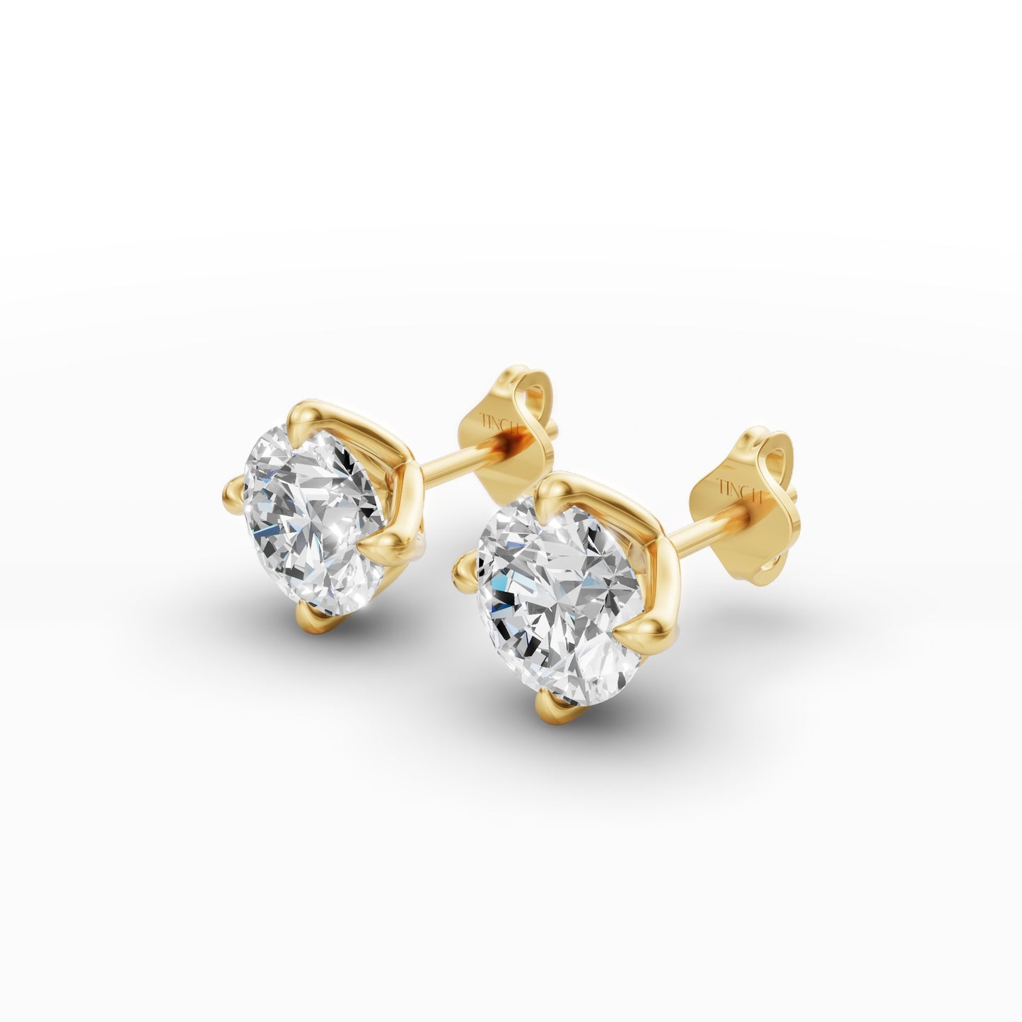 Round Diamond Tulip Setting Stud Earrings