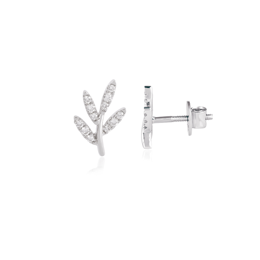 Diamond Leaf Stud Earrings