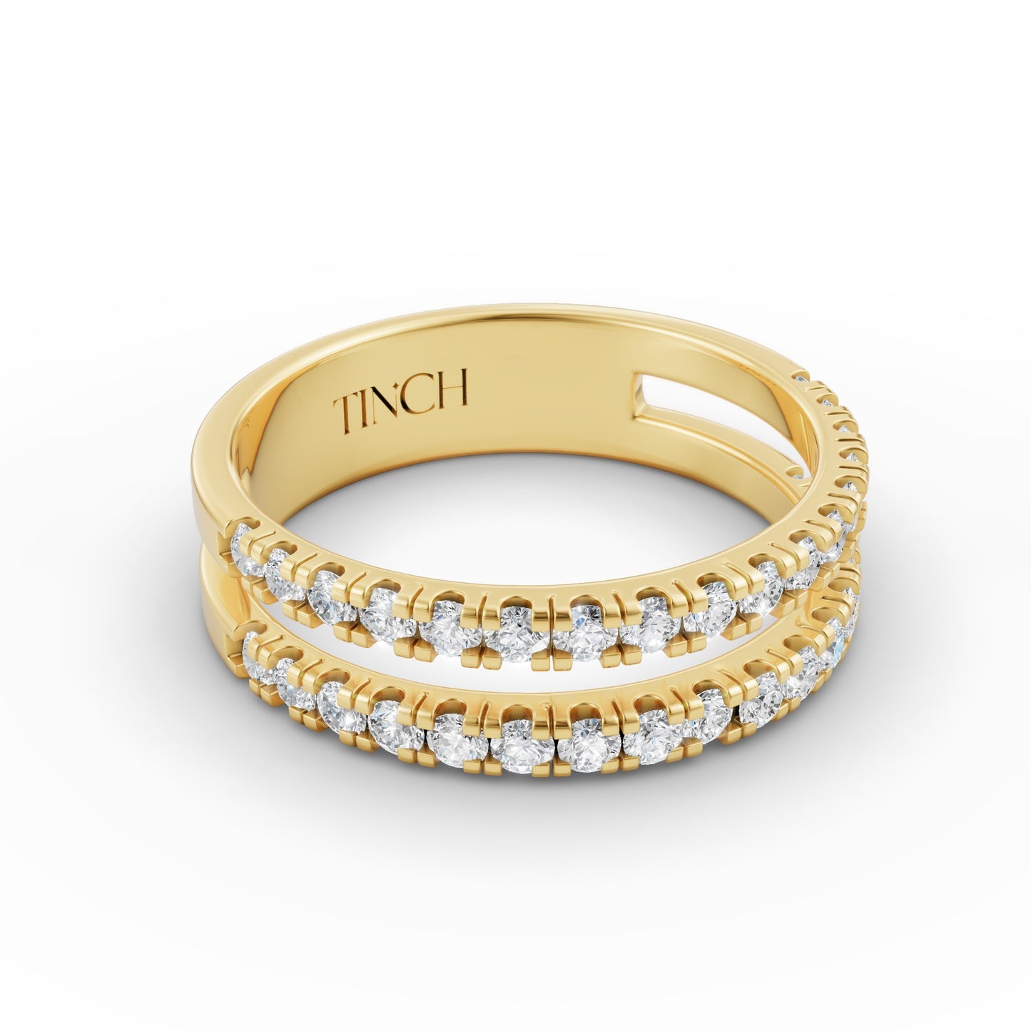 Round Dual Half Band Stack Ring in Lab Grown Diamond