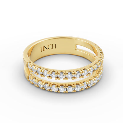 Round Dual Half Band Stack Ring in Lab Grown Diamond