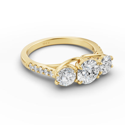Three Round Stone Engagement Ring in Lab Grown Diamond