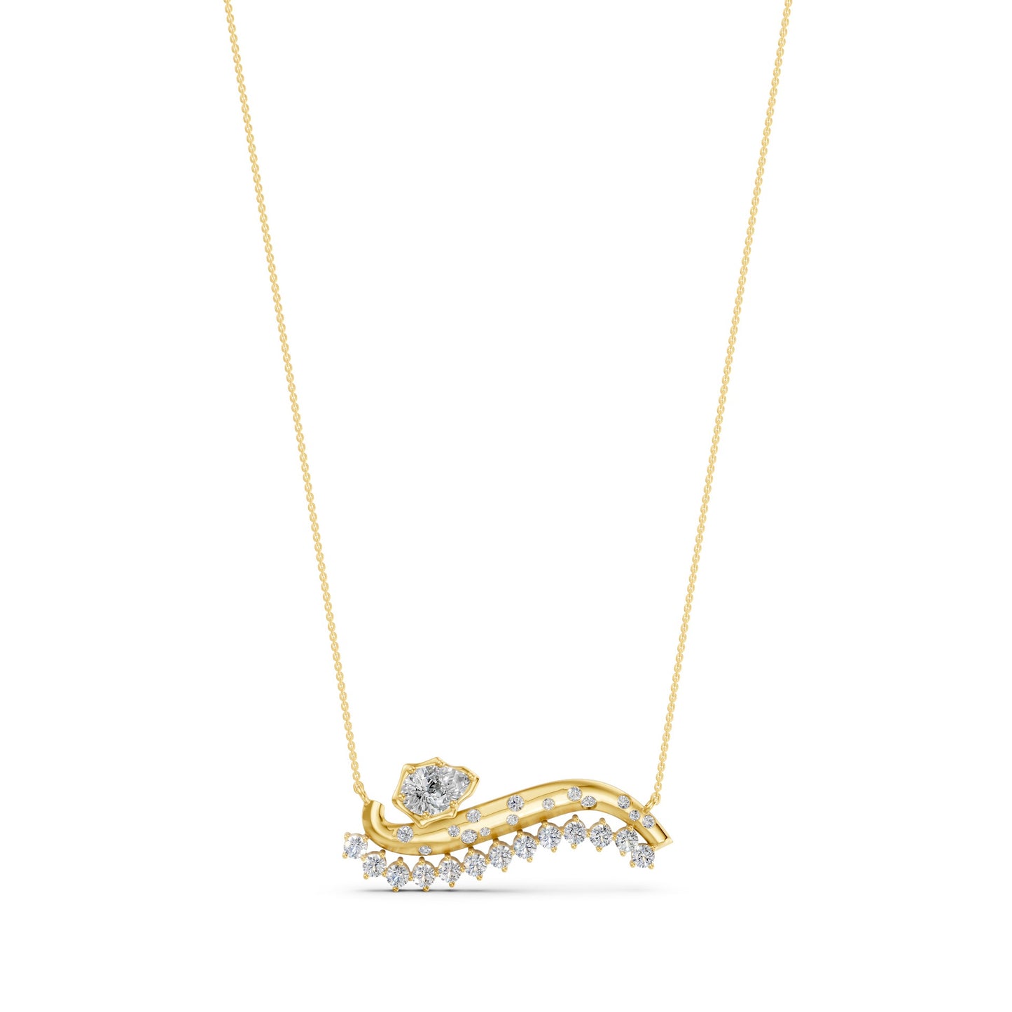 Crown Pear Galaxy Wave Necklace in Lab Grown Diamond