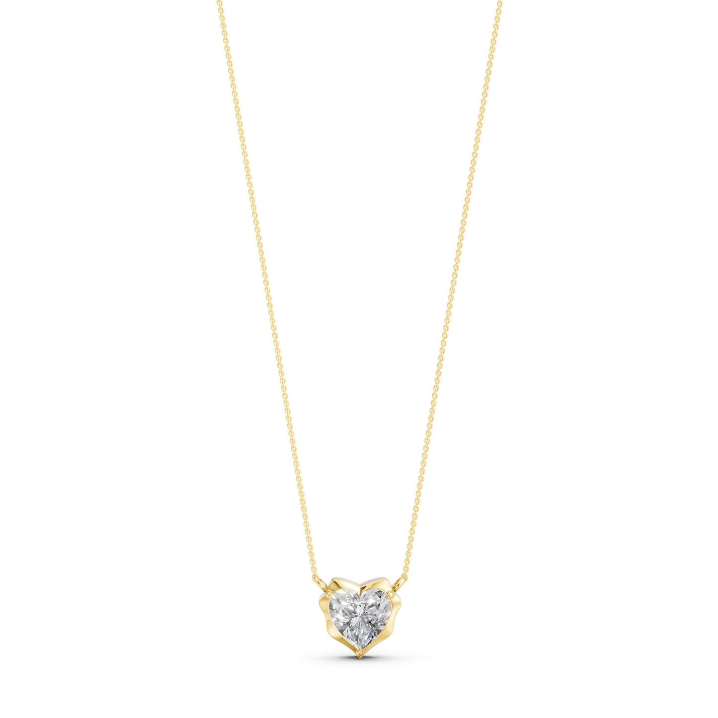 Crown Heart Solitaire Necklace in Lab Grown Diamond