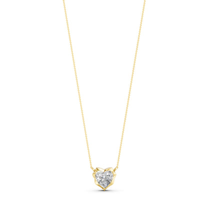 Crown Heart Solitaire Necklace in Lab Grown Diamond
