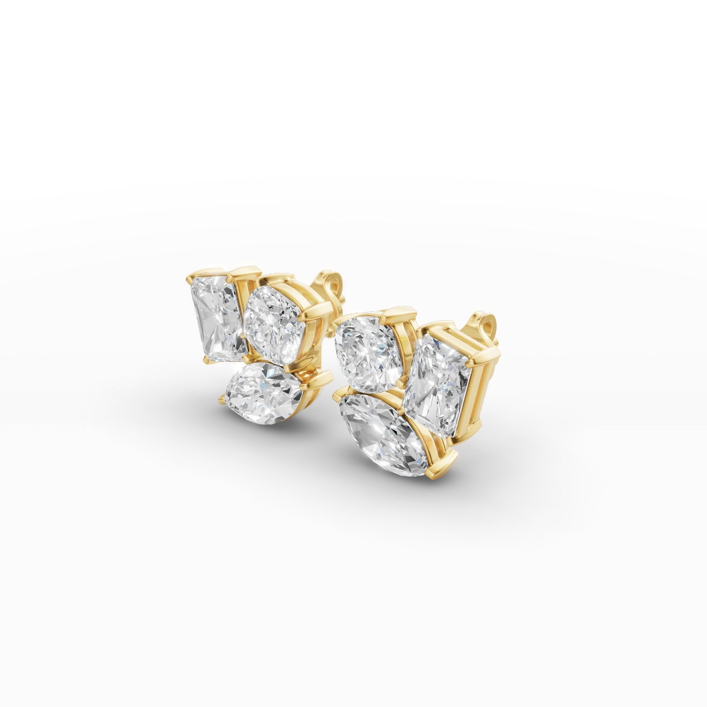 dddd Round Diamond Three Prong Solitaire Stud Earrings