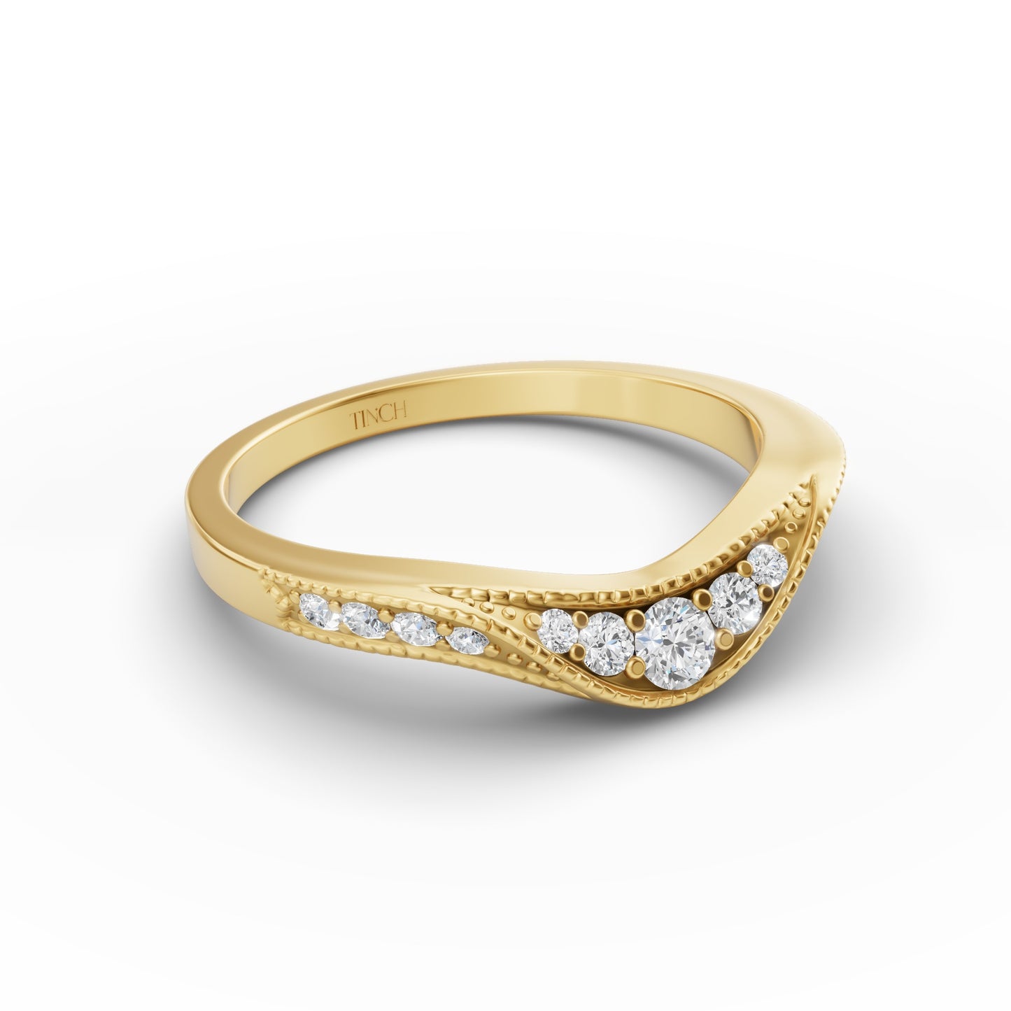Arc Curve Diamond Wedding Band in Lab Grown Diamond