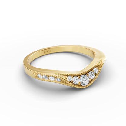 Round arc curve wedding band in 14K and 18K gold tones
