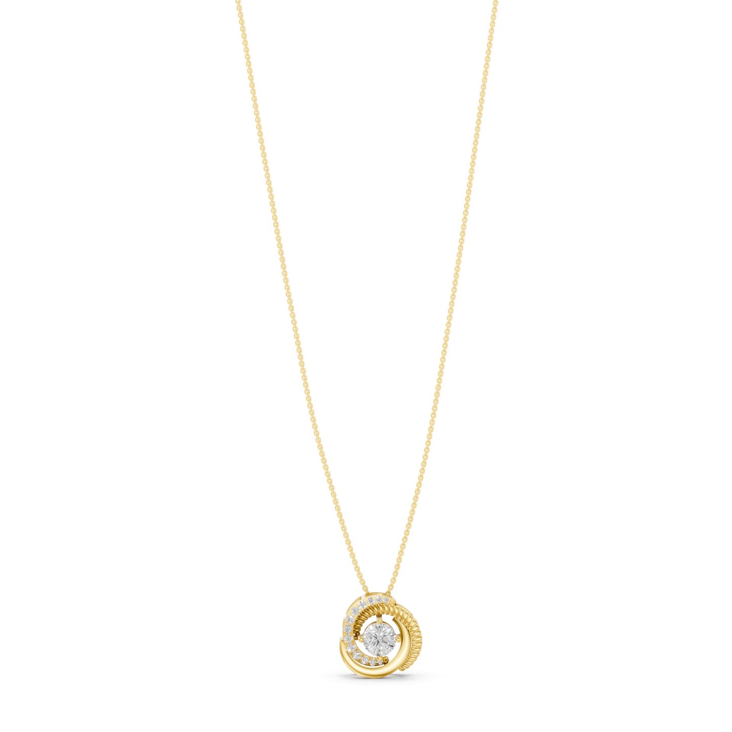 Twisted Border Round Solitaire Necklace in Lab Grown Diamond