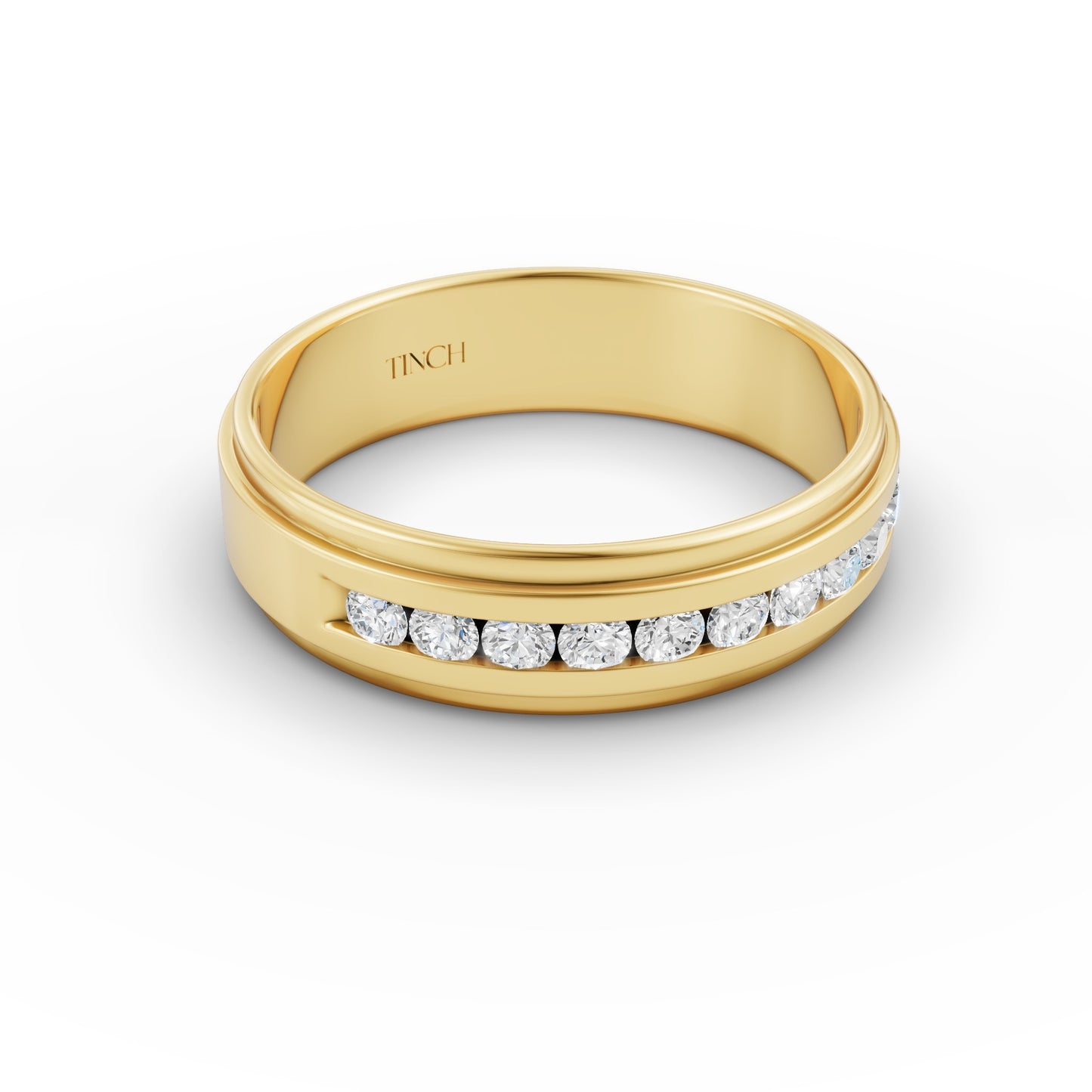 Half Channel Double Layer Men’s Engagement Ring in Lab Grown Diamond
