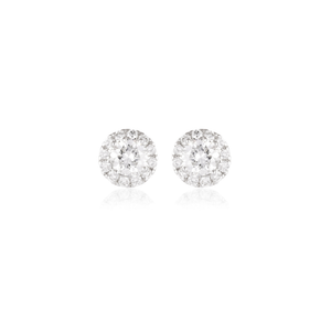 Round Diamond Double Halo Stud Earrings