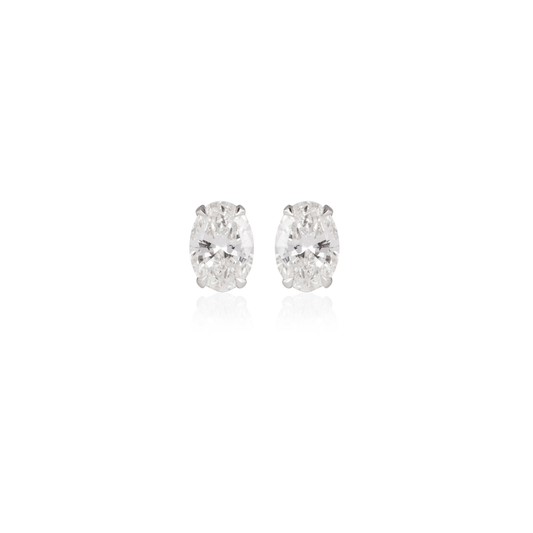 Oval Cut Diamond Solitaire Stud Earrings