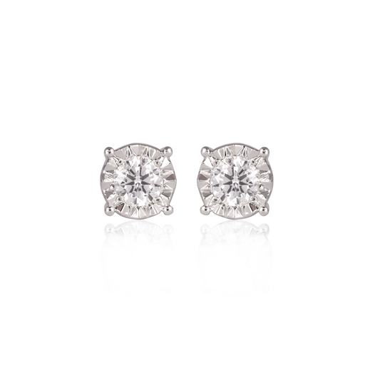 Round Diamond Miracle Plate Stud Earrings