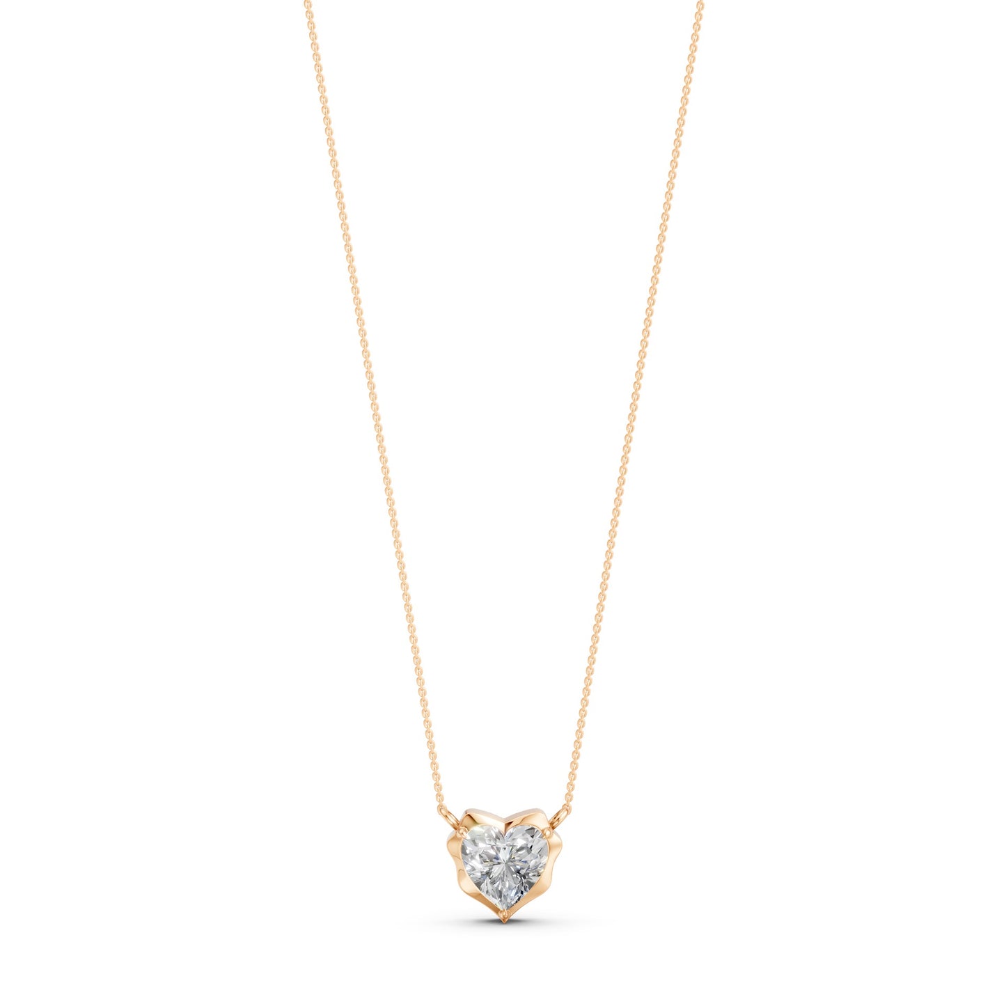 Crown Heart Solitaire Necklace in Lab Grown Diamond