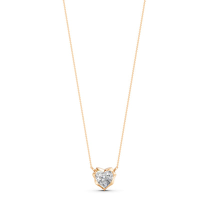 Crown Heart Solitaire Necklace in Lab Grown Diamond