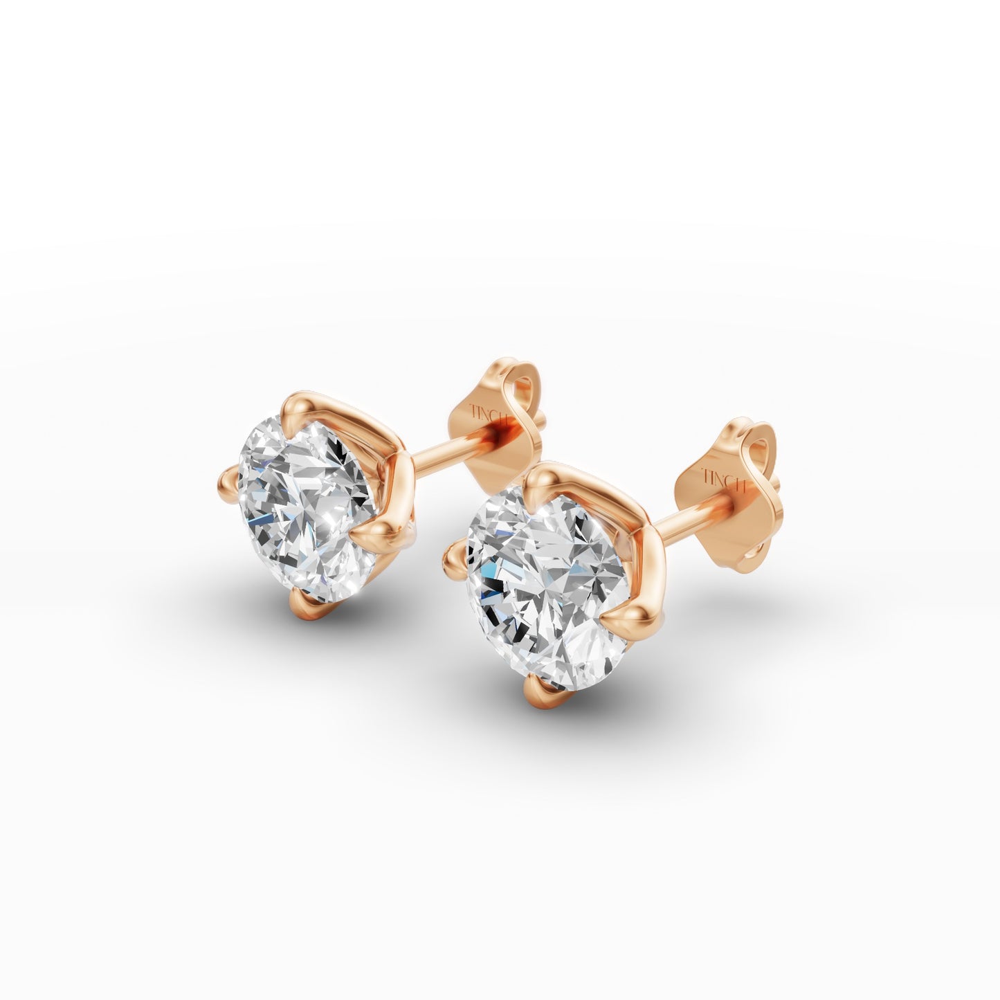 Round Diamond Tulip Setting Stud Earrings