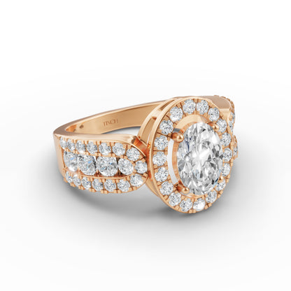 Classic Oval Halo Engagement Ring in Lab Grown Diamond