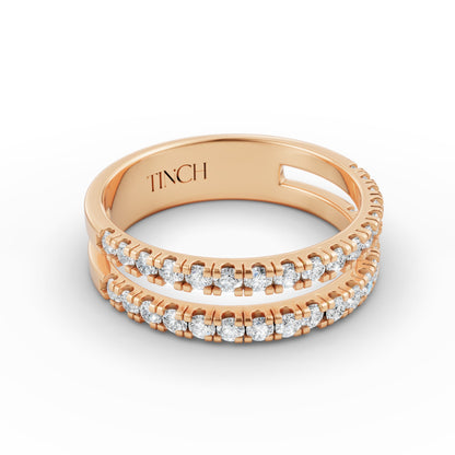 Round Dual Half Band Stack Ring in Lab Grown Diamond