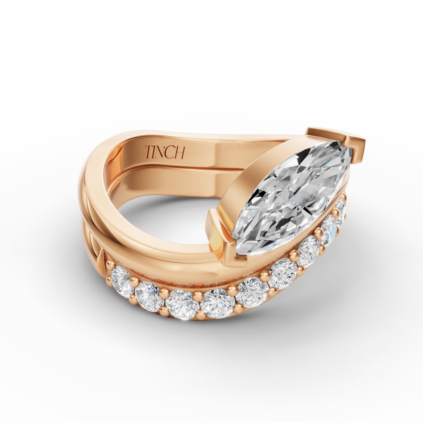 Marquise Flow Engagement Stack in Lab Grown Diamond