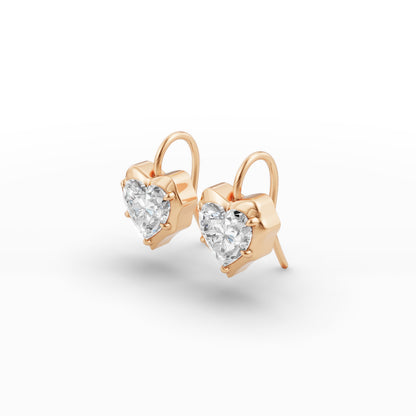 Heart Shape Diamond Hoop Earrings