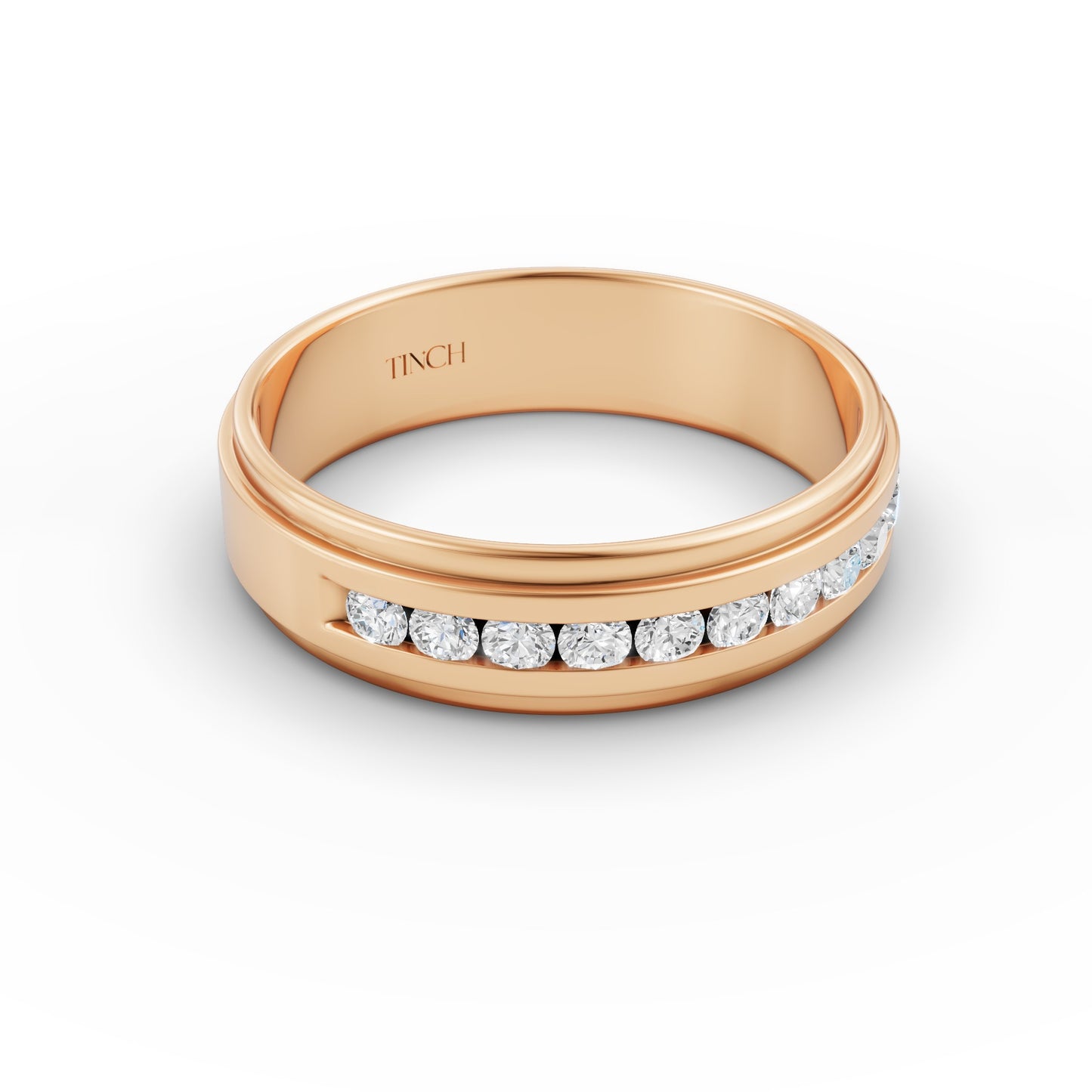 Half Channel Double Layer Men’s Engagement Ring in Lab Grown Diamond