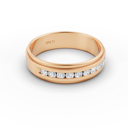 Half Channel Double Layer Men’s Engagement Ring in Lab Grown Diamond