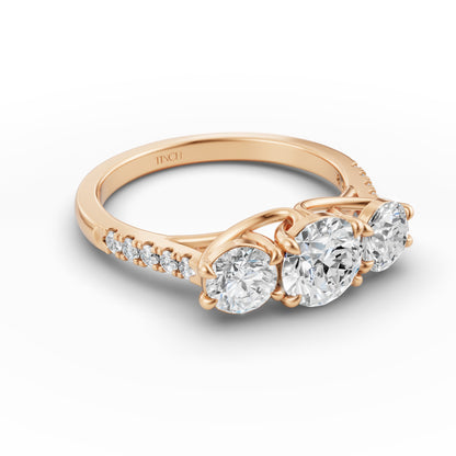 Three Round Stone Engagement Ring in Lab Grown Diamond