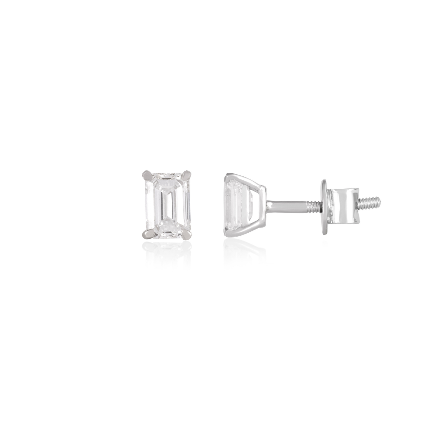 Emerald Cut Diamond Solitaire Stud Earrings