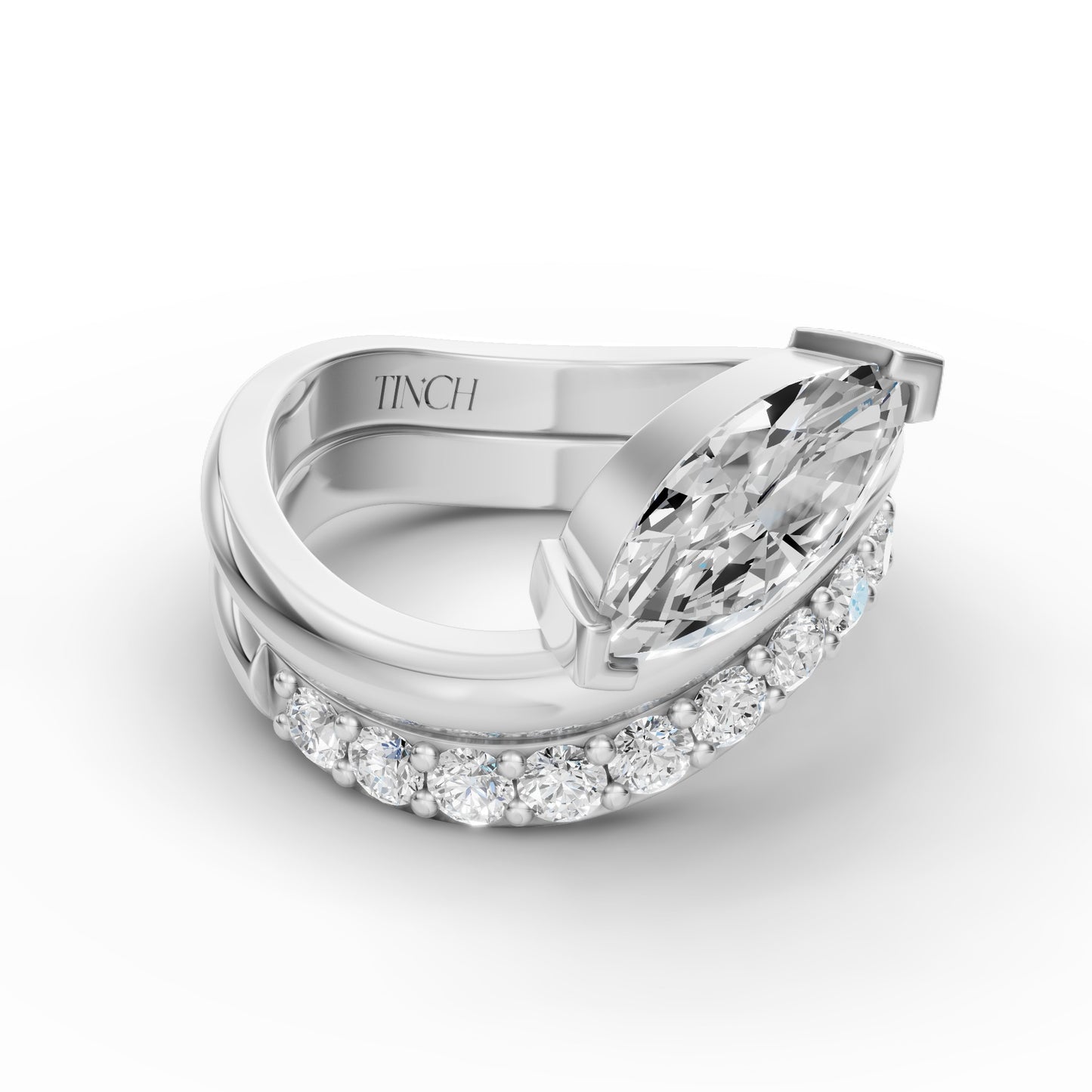 Marquise Flow Engagement Stack in Lab Grown Diamond