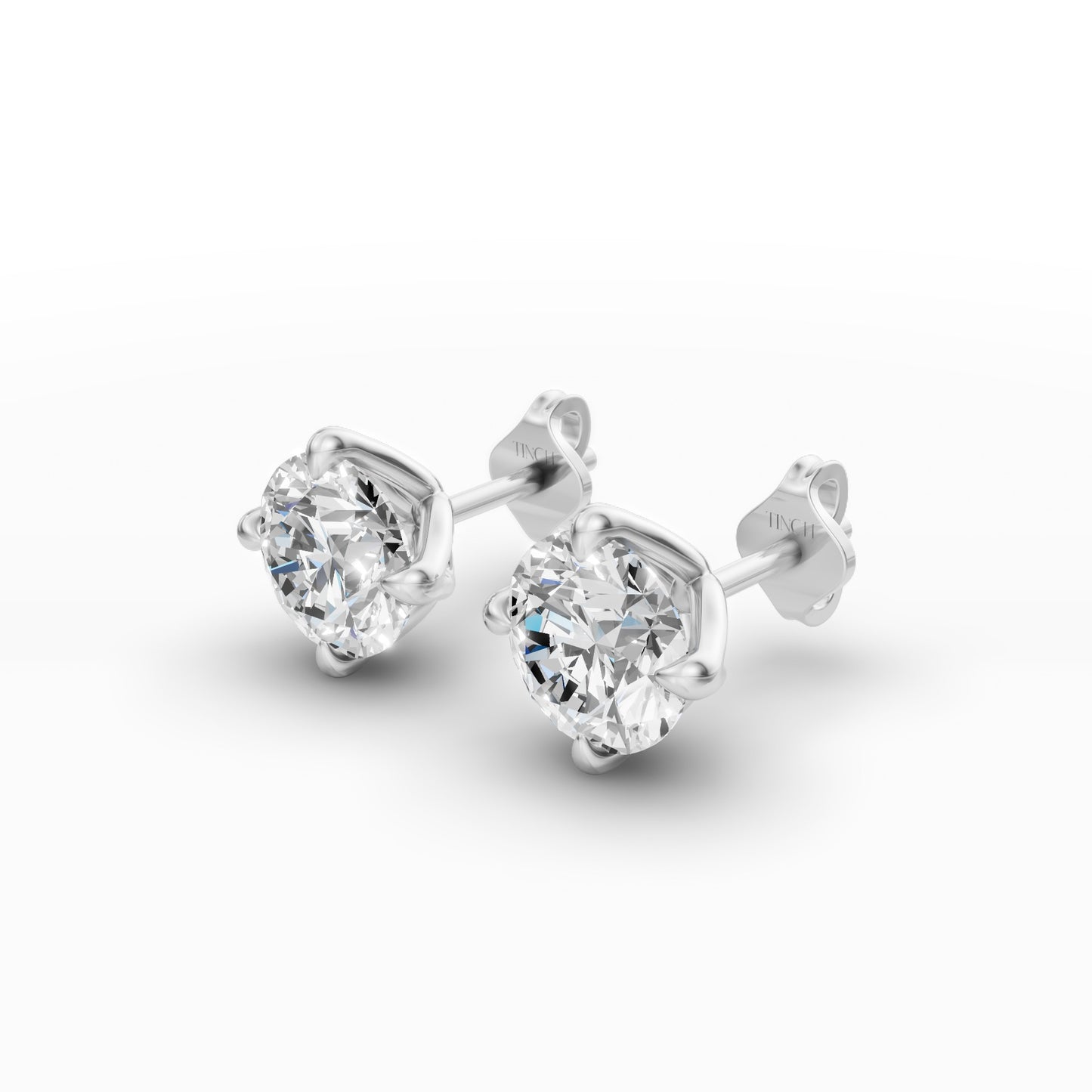 Round Diamond Tulip Setting Stud Earrings