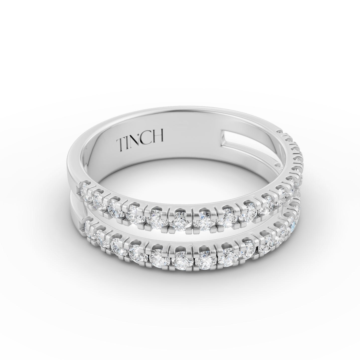 Round Dual Half Band Stack Ring in Lab Grown Diamond