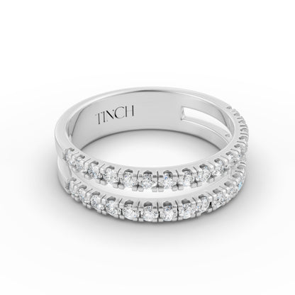 Round Dual Half Band Stack Ring in Lab Grown Diamond